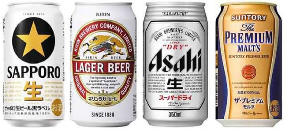 Plusieurs canettes de bières nipponnes